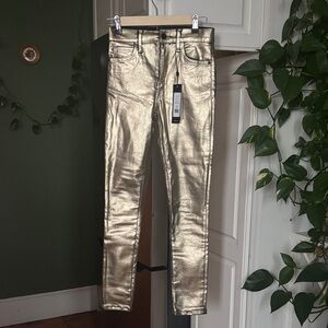 BCBG Metallic Gold Skinny Jeans - Shimmery Finish